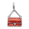 Lex & Lu Sterling Silver Enameled 3-D Purse w/Lobster Clasp Charm LAL108481 - Lex & Lu