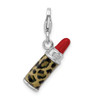 Lex & Lu Sterling Silver Enameled 3-D Leopard Lipstick w/Lobster Clasp Charm - 3 - Lex & Lu