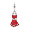 Lex & Lu Sterling Silver w/Rhodium CZ Enameled Dress w/Lobster Clasp Charm - Lex & Lu