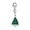 Lex & Lu Sterling Silver w/Rhodium 3-D Enameled Christmas Tree w/Lobster Clasp - 2 - Lex & Lu