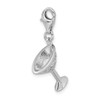 Lex & Lu Sterling Silver CZ Rhodium plated 3-D Martini Glass Clasp Charm - 4 - Lex & Lu