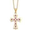 Lex & Lu Sterling Silver & Gold-plated Diamond & Ruby 18'' Cross Necklace - Lex & Lu