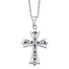 Lex & Lu Sterling Silver & Platinum-plated Diamond & Sapphire 18'' Cross Necklace - Lex & Lu