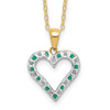 Lex & Lu Sterling Silver & Gold-plated Diamond & Emerald 18'' Heart Necklace - Lex & Lu