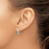 Lex & Lu Sterling Silver Platinum-plated Diamond Mystique Oval Hoop Earrings - 3 - Lex & Lu
