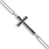 Lex & Lu Sterling Silver 0.1ct. Blk & Wht Diamond Rvsble Cross 7'' Bracelet - Lex & Lu
