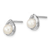 Lex & Lu Sterling Silver w/Rhodium 5mm FW Cultured Pearl & Diamond Post Earrings - 2 - Lex & Lu