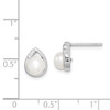 Lex & Lu Sterling Silver w/Rhodium 5mm FW Cultured Pearl & Diamond Post Earrings - 4 - Lex & Lu