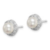 Lex & Lu Sterling Silver w/Rhodium FW Cultured Pearl & Diamond Post Earrings - 2 - Lex & Lu