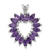 Lex & Lu Sterling Silver w/Rhodium Marquise Amethyst Heart Pendant - Lex & Lu