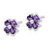 Lex & Lu Sterling Silver w/Rhodium Amethyst Flower Post Earrings - 2 - Lex & Lu