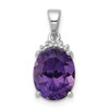 Lex & Lu Sterling Silver w/Rhodium Amethyst & Diamond Pendant LAL108832 - Lex & Lu