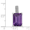 Lex & Lu Sterling Silver w/Rhodium Emerald-cut Amethyst & Diamond Pendant LAL108833 - 3 - Lex & Lu