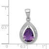 Lex & Lu Sterling Silver w/Rhodium Amethyst & Diamond Pendant LAL108843 - 3 - Lex & Lu