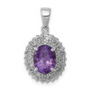 Lex & Lu Sterling Silver w/Rhodium Amethyst & Diamond Pendant LAL108847 - Lex & Lu