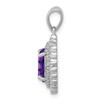 Lex & Lu Sterling Silver w/Rhodium Amethyst & Diamond Pendant LAL108847 - 2 - Lex & Lu