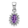 Lex & Lu Sterling Silver w/Rhodium Amethyst & Diamond Pendant LAL108848 - Lex & Lu