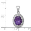 Lex & Lu Sterling Silver w/Rhodium Amethyst & Diamond Pendant LAL108850 - 3 - Lex & Lu