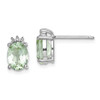 Lex & Lu Sterling Silver Oval Green Quartz & Diamond Post Earrings - Lex & Lu