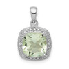 Lex & Lu Sterling Silver w/Rhodium Green Quartz & Diamond Pendant LAL108860 - Lex & Lu