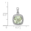 Lex & Lu Sterling Silver w/Rhodium Green Quartz & Diamond Pendant LAL108860 - 3 - Lex & Lu