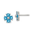 Lex & Lu Sterling Silver w/Rhodium Swiss Blue Topaz Flower Post Earrings - Lex & Lu