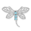Lex & Lu Sterling Silver w/Rhodium Light Swiss Blue Topaz Dragonfly Pendant - Lex & Lu