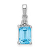 Lex & Lu Sterling Silver w/Rhodium Lt Blue Topaz & Diamond Pendant LAL108883 - Lex & Lu