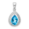 Lex & Lu Sterling Silver Light Swiss Blue Topaz & Diamond Pendant LAL108884 - Lex & Lu