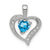 Lex & Lu Sterling Silver Heart Swiss Blue Topaz & Diamond Heart Pendant - Lex & Lu