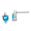 Lex & Lu Sterling Silver Heart Swiss Blue Topaz & Diamond Post Earrings - Lex & Lu
