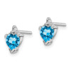 Lex & Lu Sterling Silver Heart Swiss Blue Topaz & Diamond Post Earrings - 2 - Lex & Lu