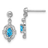 Lex & Lu Sterling Silver Pear Swiss Blue Topaz & Diamond Post Earrings - Lex & Lu