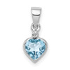 Lex & Lu Sterling Silver w/Rhodium Lt Swiss Blue Topaz Diamond Pendant LAL108898 - Lex & Lu