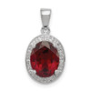 Lex & Lu Sterling Silver w/Rhodium Garnet & Diamond Pendant LAL108901 - Lex & Lu