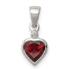 Lex & Lu Sterling Silver w/Rhodium Garnet Diamond Pendant - Lex & Lu