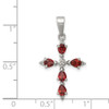 Lex & Lu Sterling Silver w/Rhodium Pear Garnet Cross Pendant - 5 - Lex & Lu