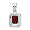 Lex & Lu Sterling Silver w/Rhodium Emerald-cut Garnet & Diamond Pendant - 4 - Lex & Lu