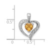 Lex & Lu Sterling Silver w/Rhodium Heart Citrine & Diamond Heart Pendant - 3 - Lex & Lu