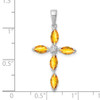 Lex & Lu Sterling Silver w/Rhodium Citrine & Diamond Cross Pendant LAL108959 - 3 - Lex & Lu