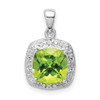 Lex & Lu Sterling Silver w/Rhodium Peridot & Diamond Pendant LAL108978 - Lex & Lu