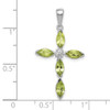 Lex & Lu Sterling Silver w/Rhodium Peridot & Diamond Cross Pendant LAL108982 - 3 - Lex & Lu