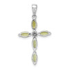 Lex & Lu Sterling Silver w/Rhodium Peridot & Diamond Cross Pendant LAL108982 - 4 - Lex & Lu