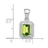 Lex & Lu Sterling Silver w/Rhodium Emerald-cut Peridot & Diamond Pendant - 3 - Lex & Lu