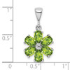 Lex & Lu Sterling Silver w/Rhodium Peridot & Diamond Flower Pendant - 3 - Lex & Lu