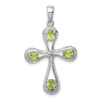 Lex & Lu Sterling Silver w/Rhodium Peridot & Diamond Cross Pendant LAL108988 - Lex & Lu