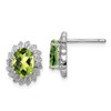 Lex & Lu Sterling Silver w/Rhodium Peridot & Diamond Post Earrings - Lex & Lu