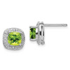 Lex & Lu Sterling Silver w/Rhodium Peridot & Diamond Post Earrings LAL108999 - Lex & Lu