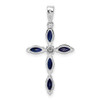Lex & Lu Sterling Silver w/Rhodium Sapphire Diamond Pendant - 4 - Lex & Lu