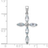 Lex & Lu Sterling Silver w/Rhodium Aqua & Diamond Cross Pendant LAL109008 - 3 - Lex & Lu